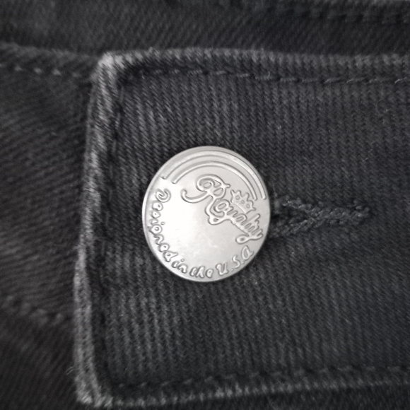 Vintage Royalty14 33x27 High Rise Button Fly Raw Hem Straight Jeans Black - Picture 9 of 15